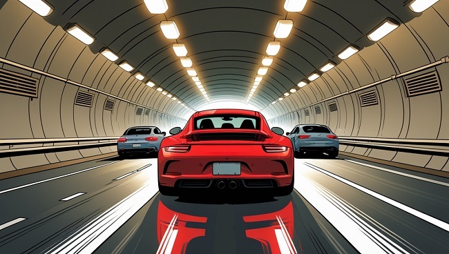 Voiture circulant dans un tunnel