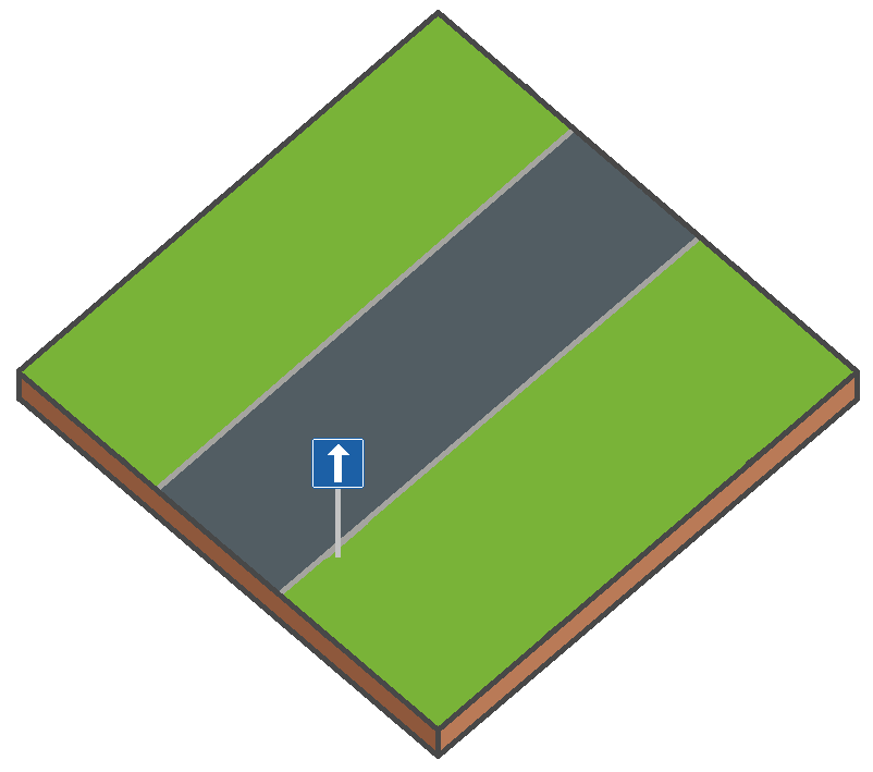 Modèles en bloc d'une rue à sens unique