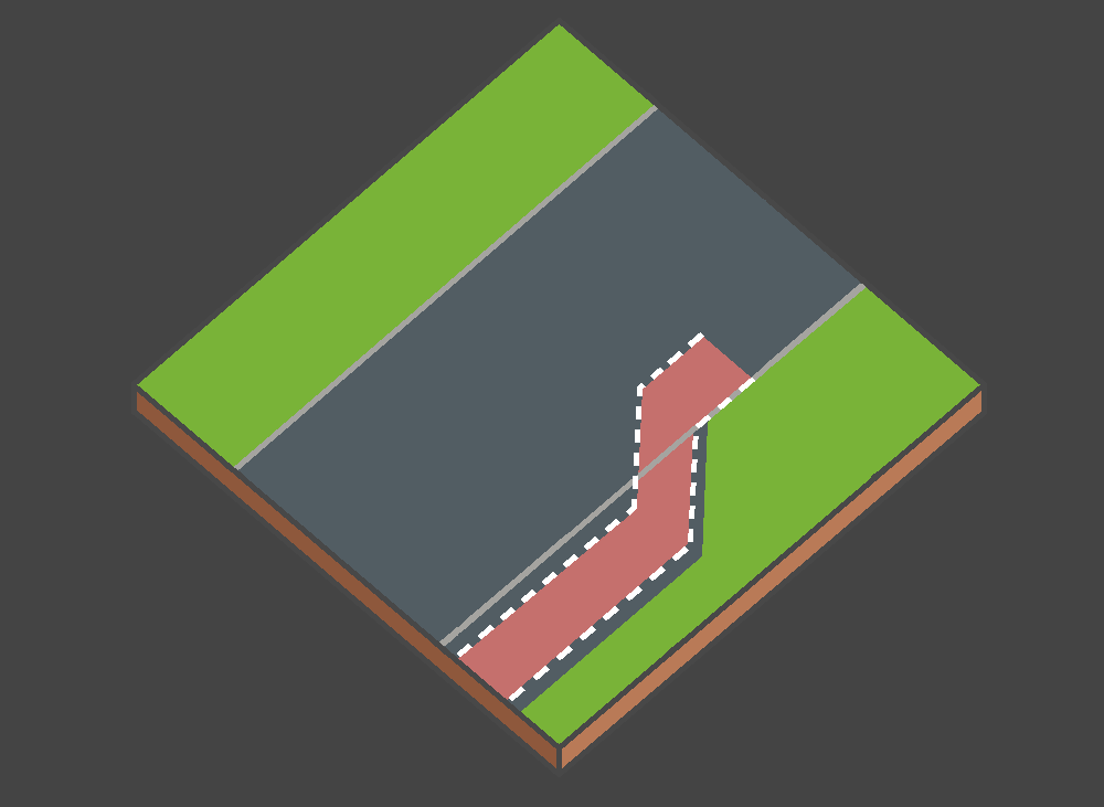 Schéma d'une rue où la piste cyclable se termine