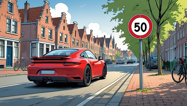 Illustration d'une voiture circulant en ville