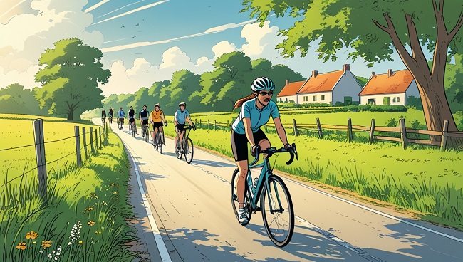 Groupe de cyclistes sur la route