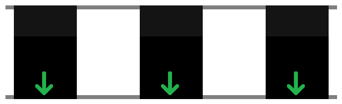 Flèche verte au-dessus de la voie réservée : circulation autorisée
