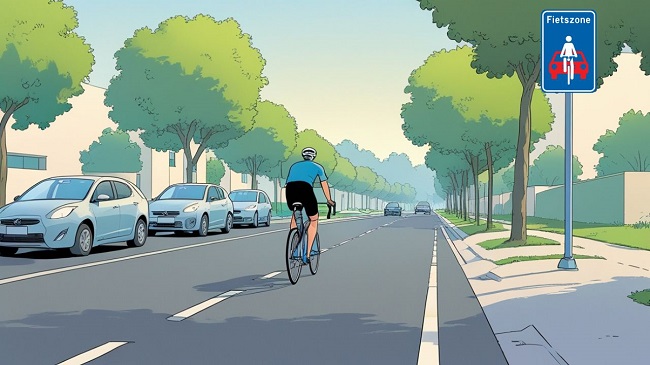 Un cycliste dans une zone cyclable