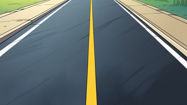 Une ligne jaune sur la route