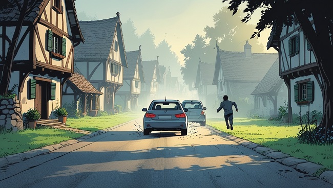 Een bestuurder loopt weg na een ongeluk